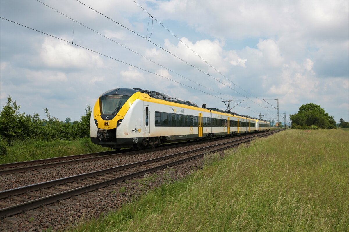 DB Regio Alstom Grinsekatze 1440 181 und 1440 xxx in Altheim bei Dieburg 05.06.21 