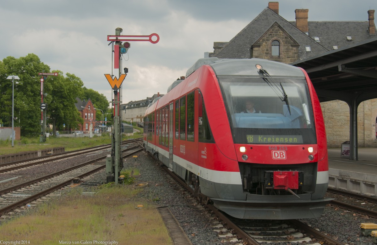 DB Regio Baureihe 648 mit RB nach Kreiensen hier bei Einfahrt von Goslar am 24 mai 2014.
