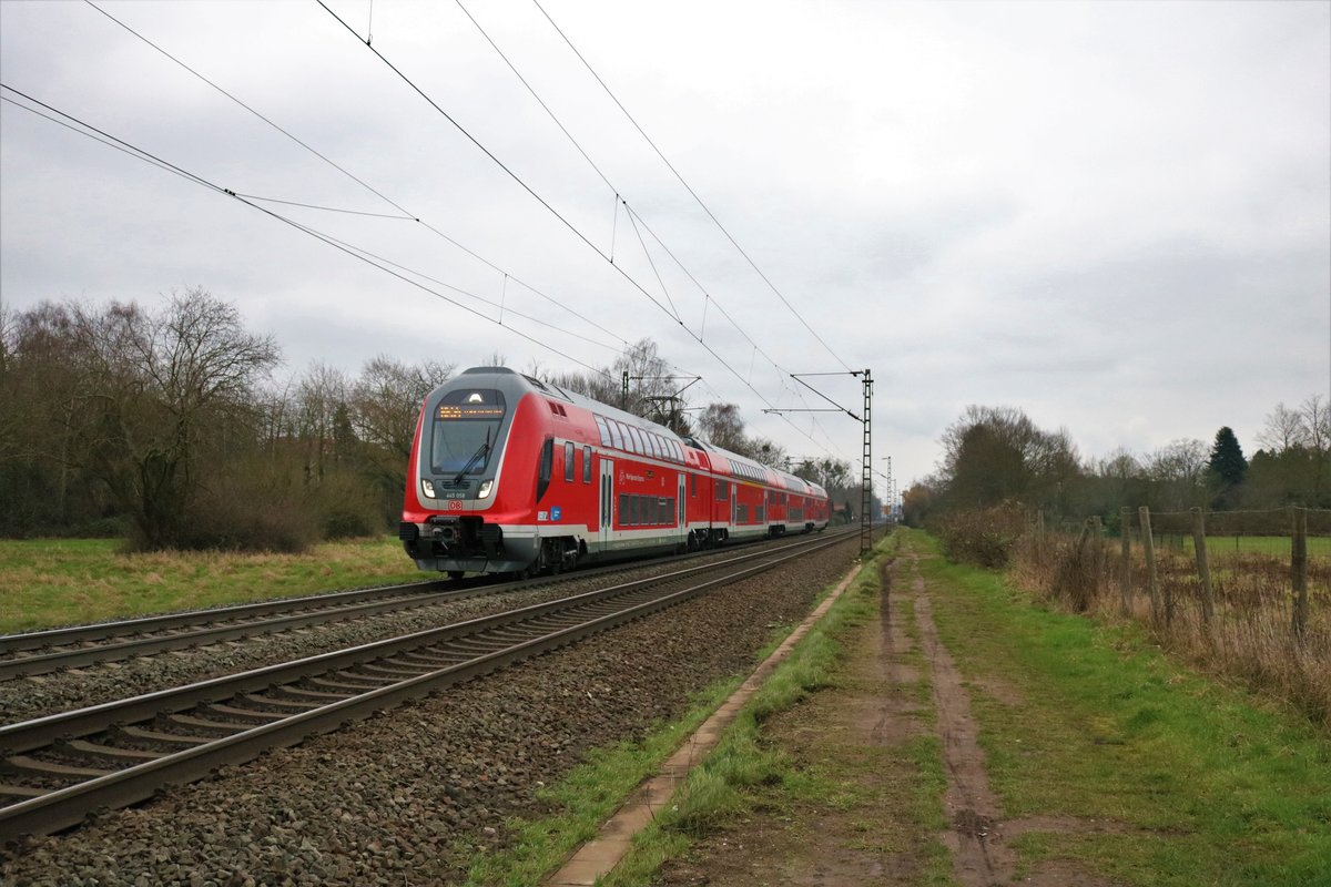 DB Regio Bobardier Twindexx 445 058 am 10.02.18 bei Hanau West