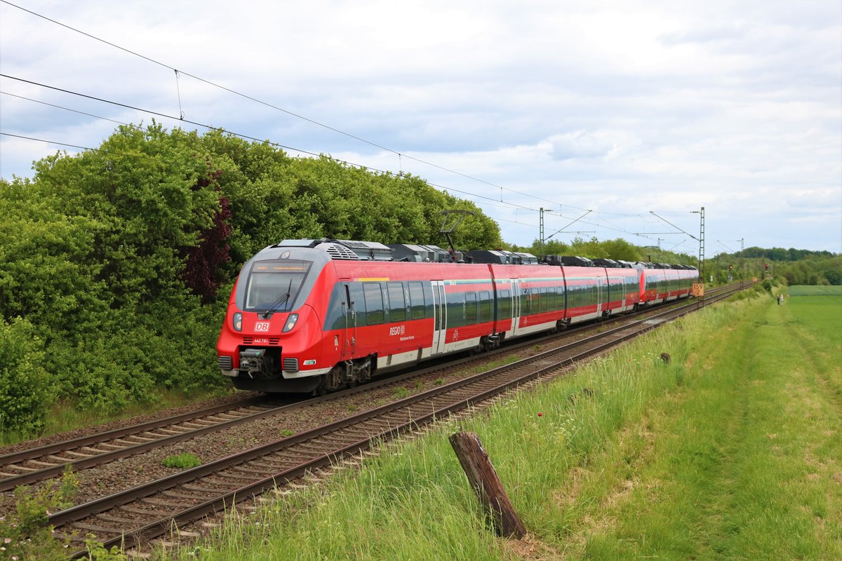 DB Regio Bombardier Talent 2 442 781 am 24.05.20 bei Nieder Mörlen 