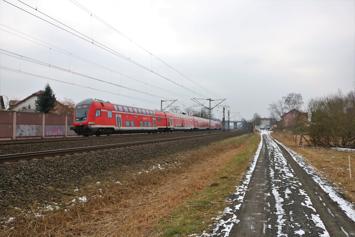 DB Regio Doppelstockwagen Garnitur als RE50 nach Fulda am 03.03.18 bei Rodenbach (Main Kinzig Kreis) 