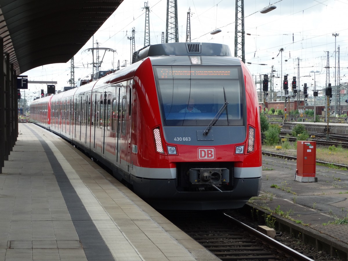DB Regio Hessen S-Bahn Rhein Main 430 663 erreicht als S7 Frankfurt am Main Hbf 