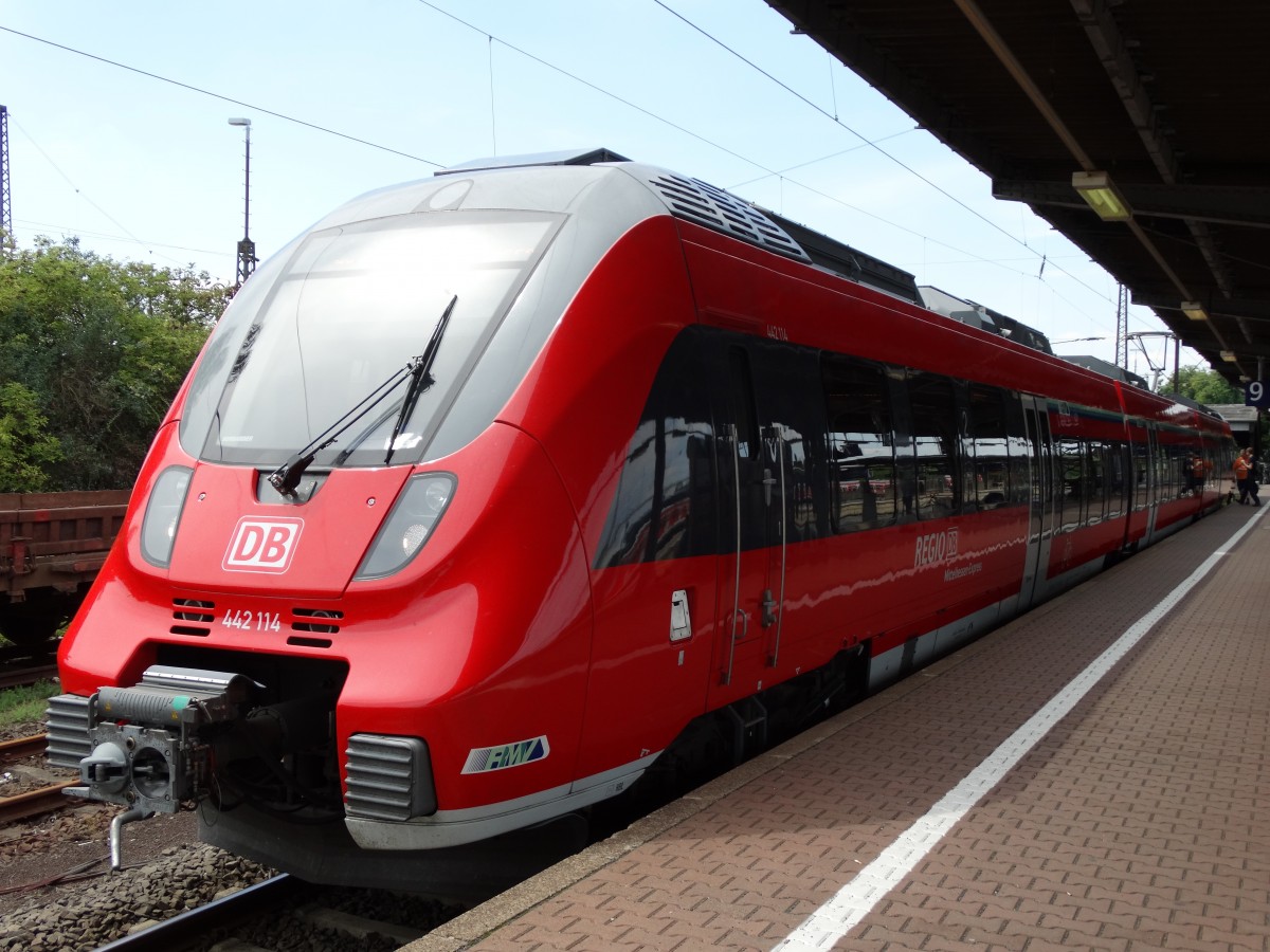 DB Regio Mittelhessenexpress 442 114 alias Hamsterbacke am 17.07.14 in Hanau Hbf