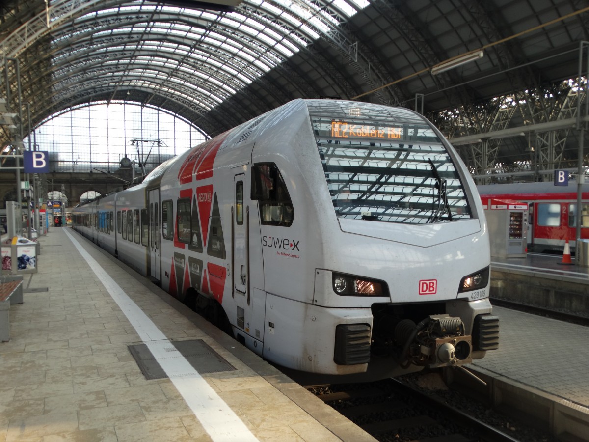 DB Regio Süwex Stadler Flirt 3 (429 109) am 22.01.16 in Frankfurt am Main Hbf