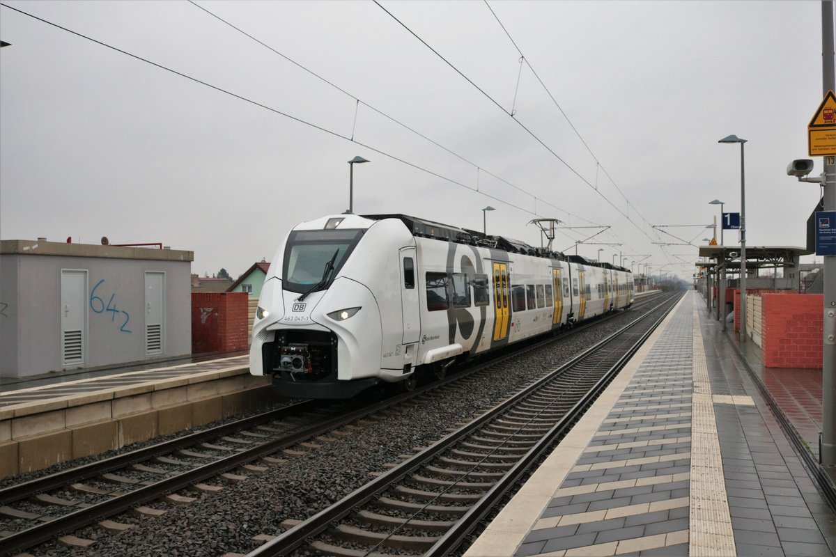 DB S-Bahn Rhein Neckar Siemens Mireo 463 047-1 am 03.01.21 in Bürstadt als S9