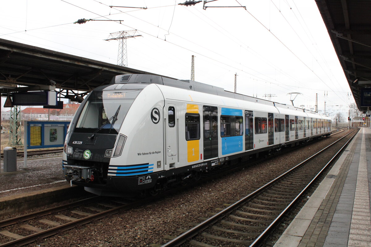 DB S-Bahn Stuttgart 430 229 (REV 13.02.2023 DBZ) als Probefahrt am 13.02.2023 in Riesa.