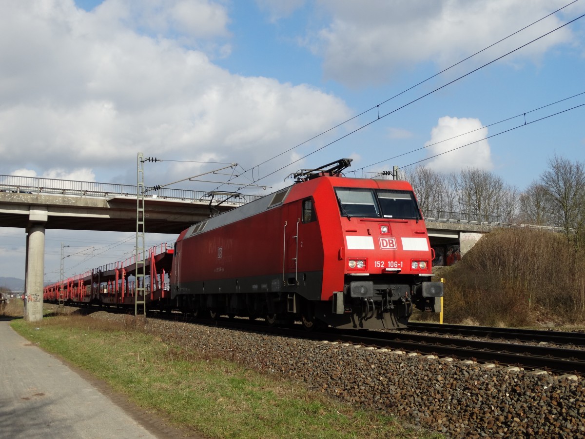 DB Schenker Rail 152 106-1 am 25.02.15 bei Ladenburg 