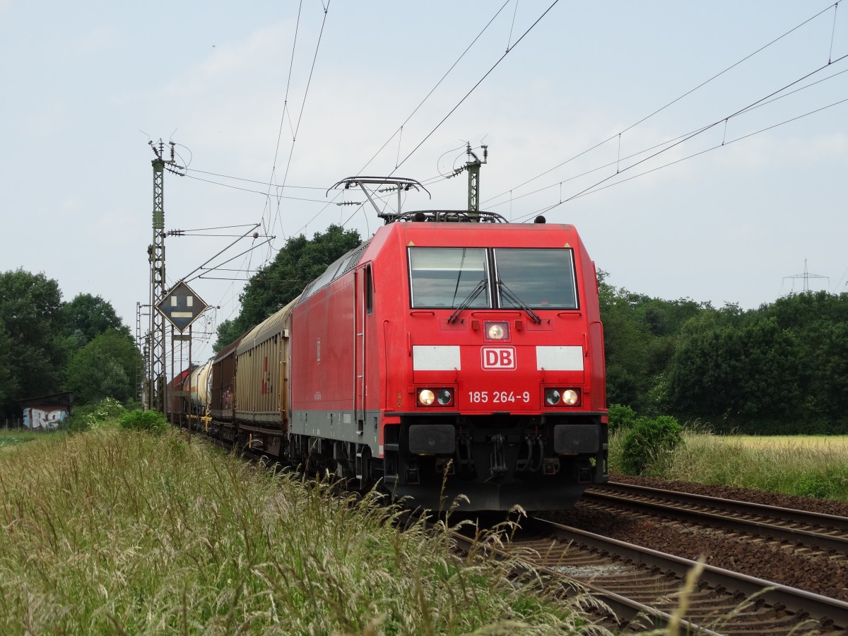 DB Schenker Rail 185 364-9 mit gemischten Güterzug am 06.06.15 bei Mainz Bischofsheim