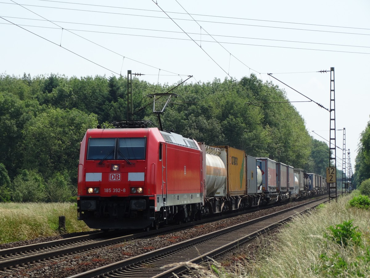 DB Schenker Rail 185 392-8 mit KLV am 06.06.15 bei Mainz Bischofsheim 