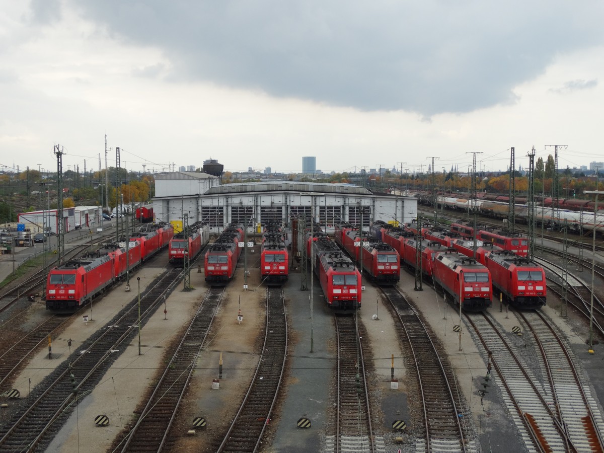 DB Schenker Rail 185er und andere Güterzug Baureihen am 25.10.15 in Mannheim Rbf