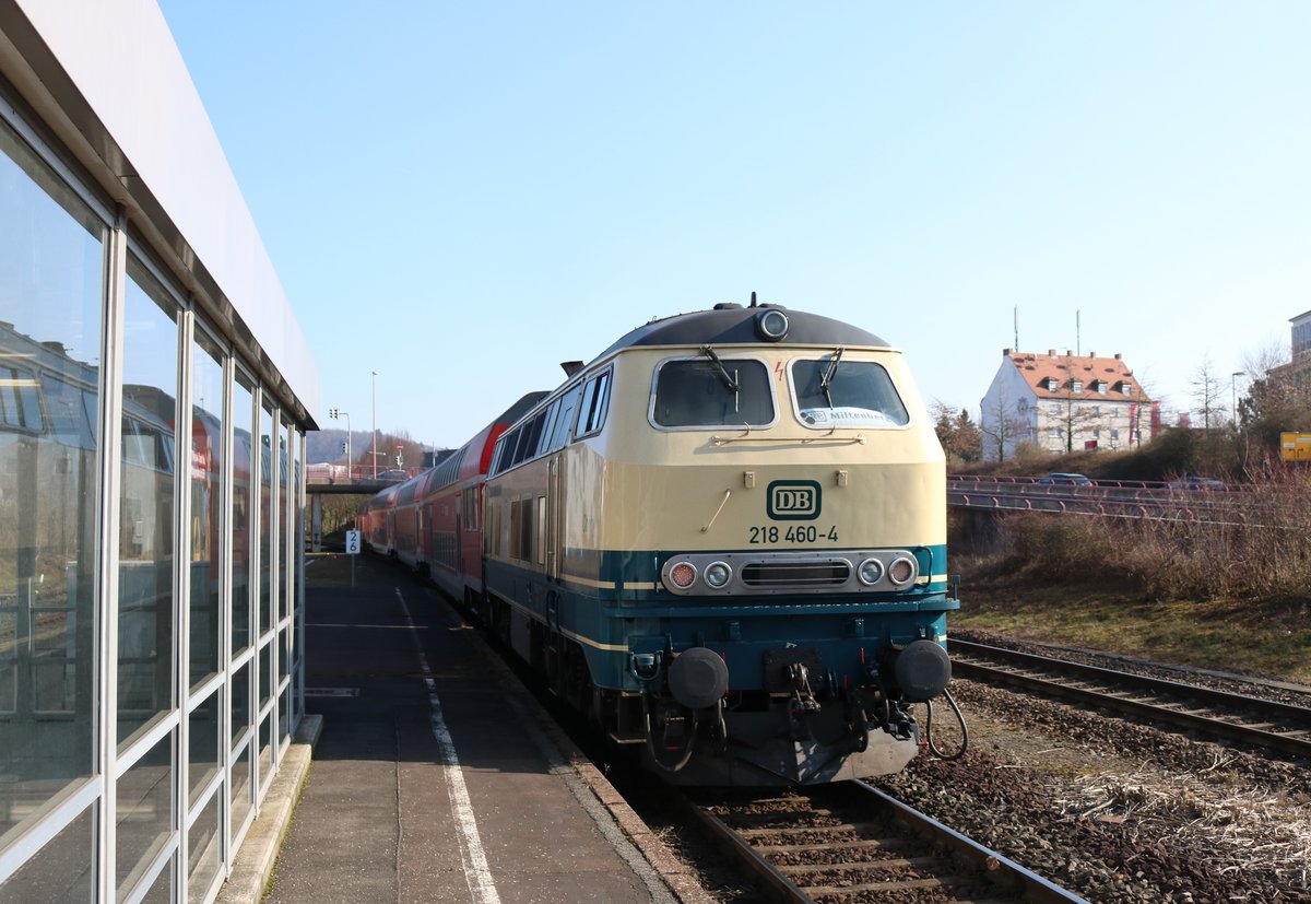 DB Westfrankenbahn 218 460-4 Conny am 23.02.18 in Aschaffenburg Süd