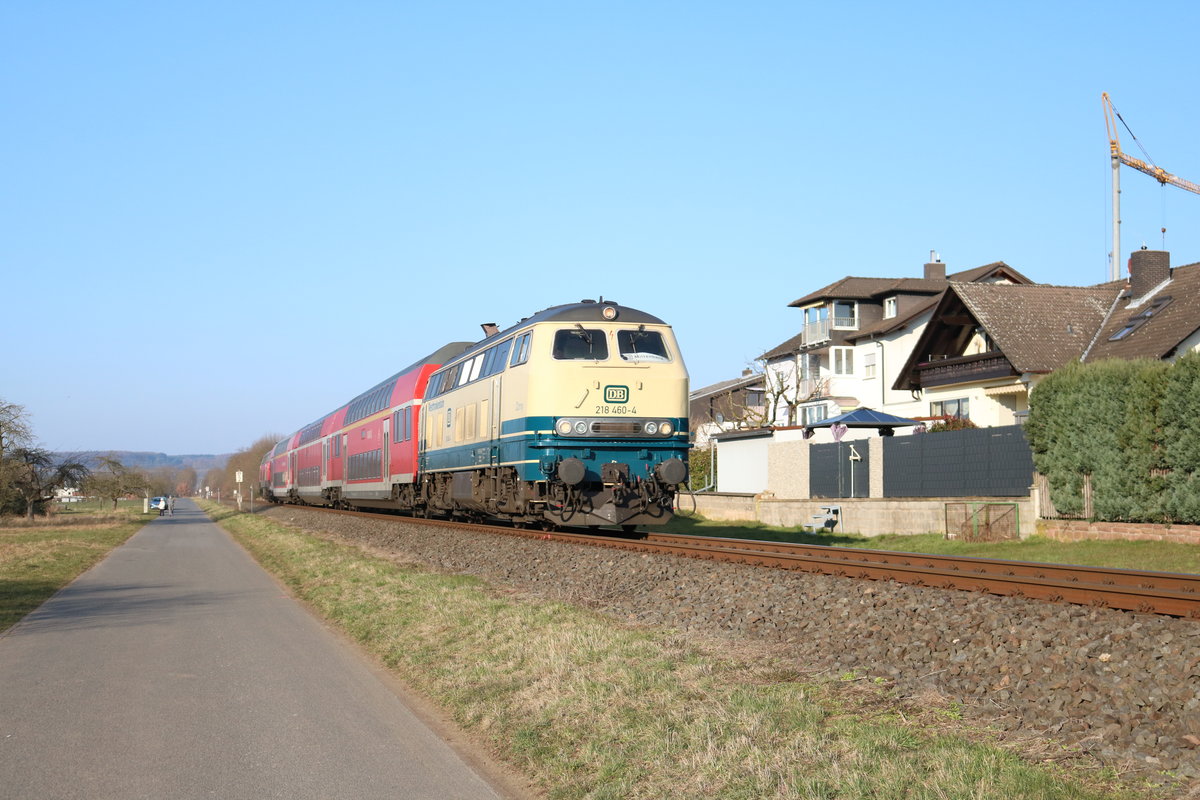 DB Westfrankenbahn 218 460-4 Conny am 23.02.18 bei Obernburg Elsenfeld