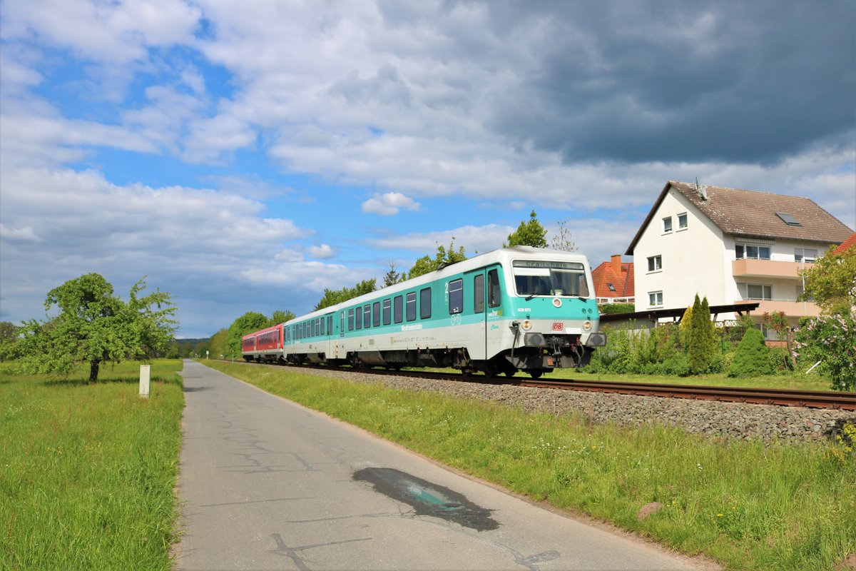 DB Westfrankenbahn 628 673 Anna am 05.05.19 in Obernburg 