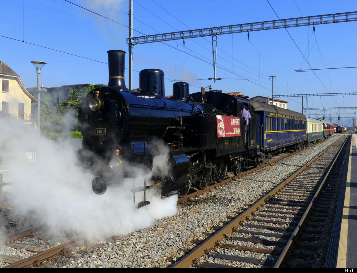 DBB - Dampflok Eb 3/5  5810 bei Rangierfahrt in Kerzers für dem Whisky Train 2021 am 04.09.2021