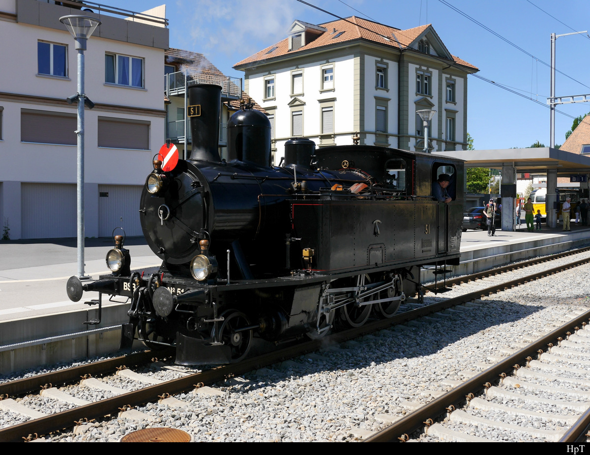 DBB - Dampflok Ed 3/4 51 bei Rangierfahrt in Huttwil am 08.06.2019