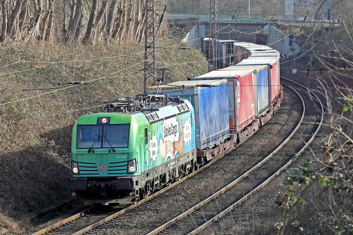 DBC 193 368  Starke Cargo  auf der Hamm-Osterfelder Strecke in Recklinghausen 20.2.2021