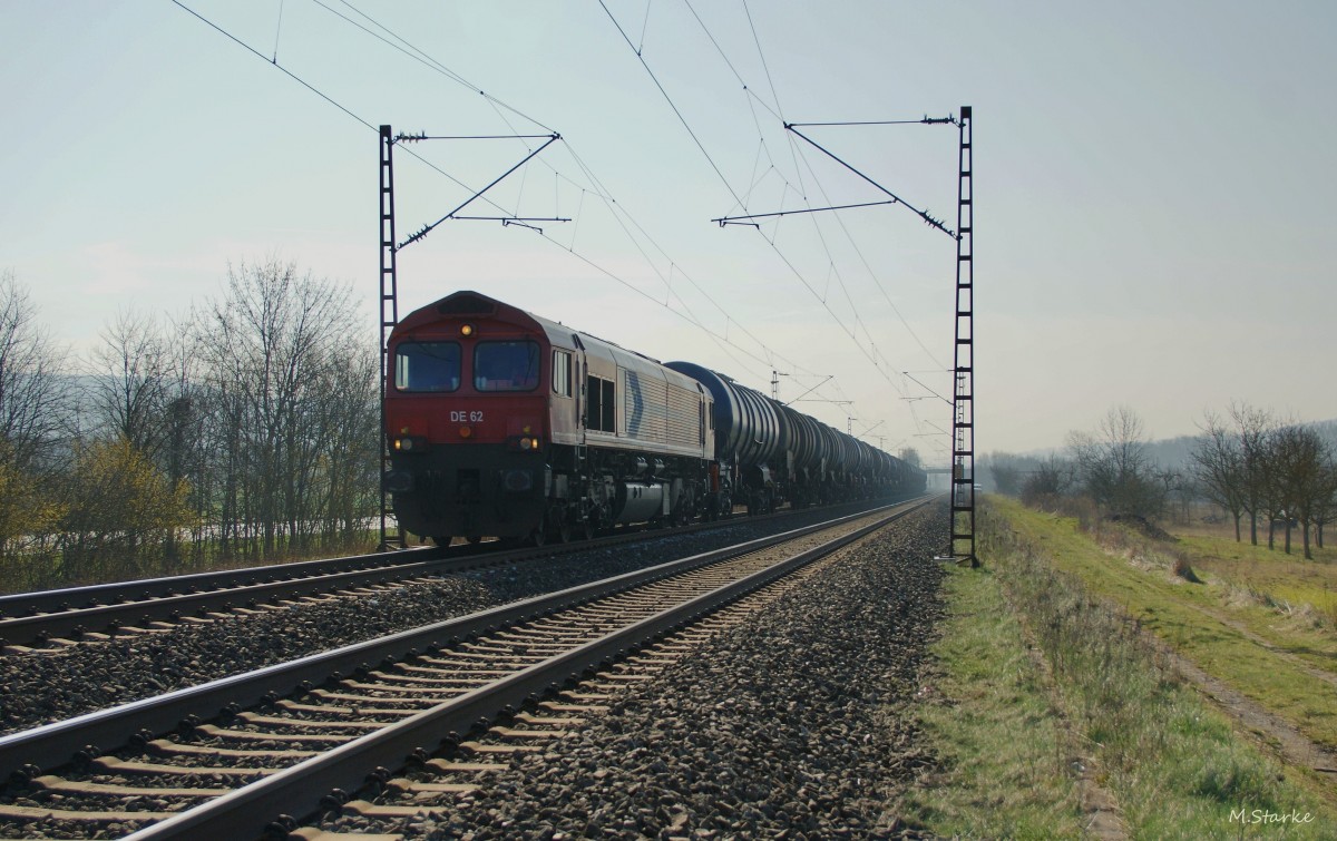 DE 62 der HGK mit einen Kesselzug am 11.03.14 bei Thüngersheim.