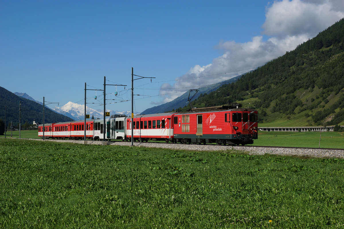 Deh 4/4 II 91 befindet sich am 17.08.2014 in Oberwald.