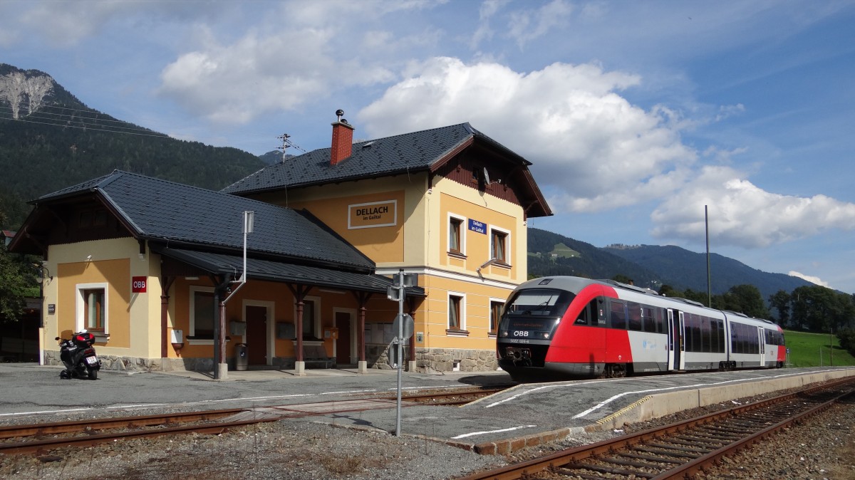 Dellach im Gailtal, Bahnhof im km 55,140, 655 m ü.A., (2015-09-11)