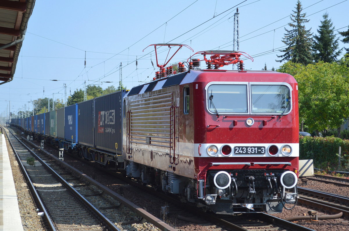 DeltaRail GmbH mit  243 931-3  [NVR-Nummer: 91 80 6143 931-4 D-DELTA] und Containerzug am 29.08.18 Berlin-Hirschgarten.