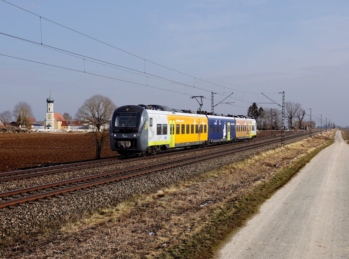 Der 440 406 als Ag am 23.02.2018 unterwegs bei Amselfing.