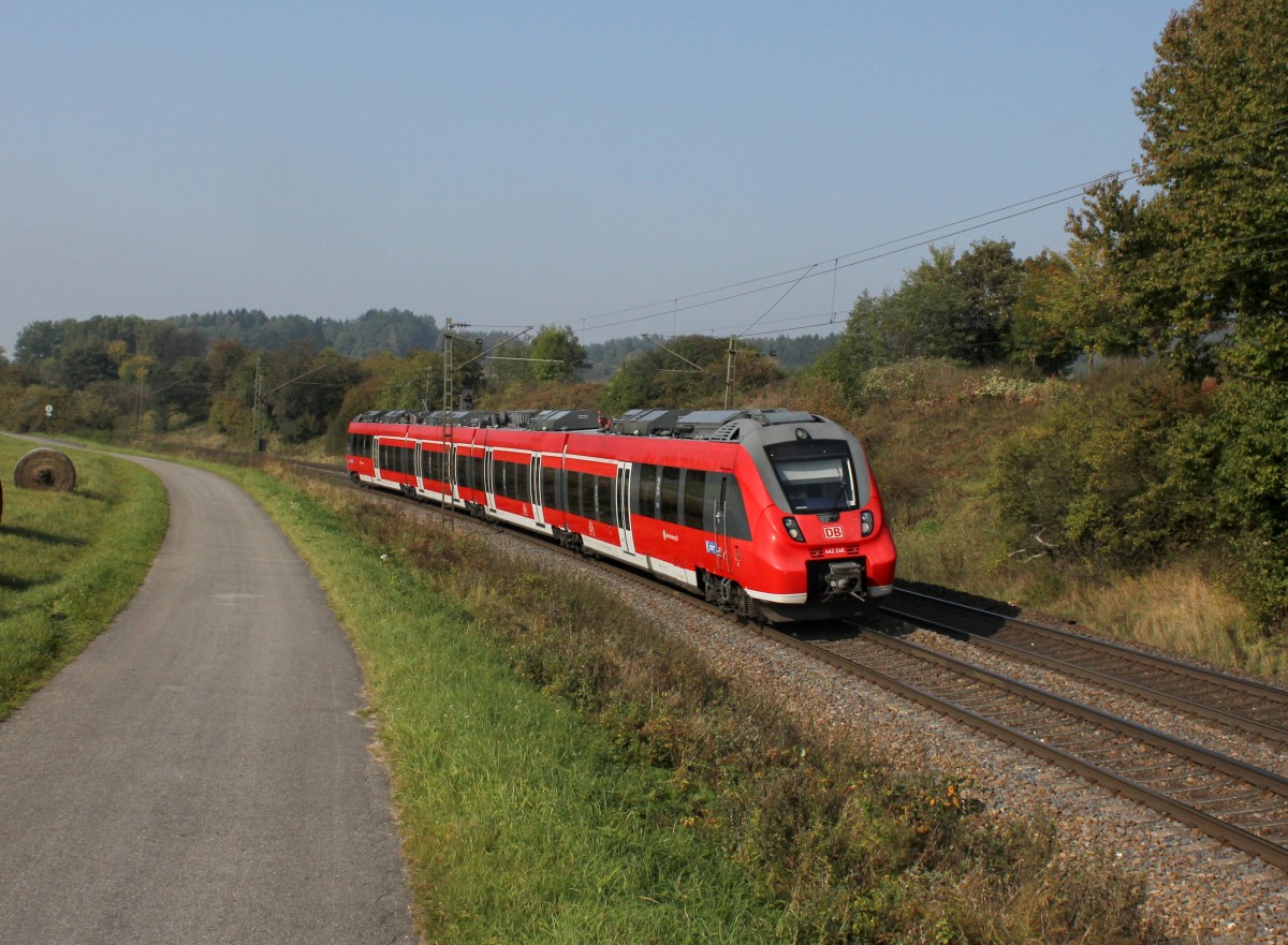 Der 442 246 als S Bahn nach Neumarkt Oberpfalz am 08.10.2013 unterwegs bei P�lling.