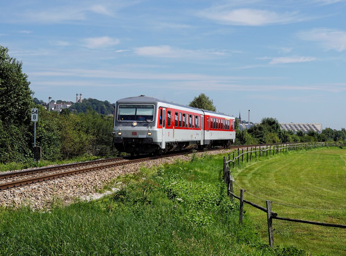Der 628 540 als RB nach Mühldorf am 09.08.2019 unterwegs bei Pfarrkirchen.