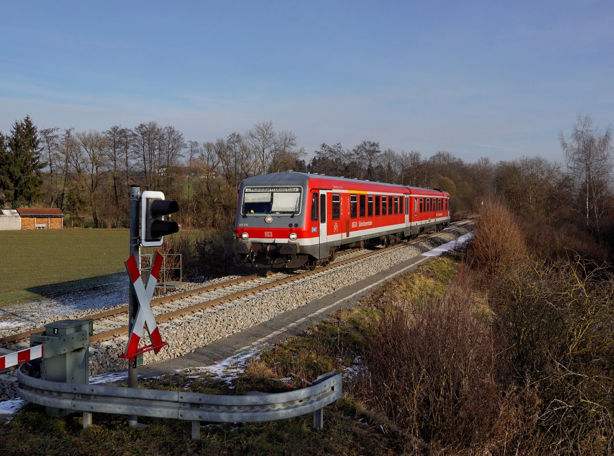 Der 628 576 als RB nach Mühldorf am 01.01.2021 unterwegs bei Eggenfelden.