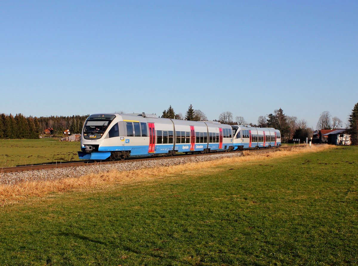 Der 643 115 als BOB nach Lenggries am 06.12.2015 unterwegs bei Warngau.