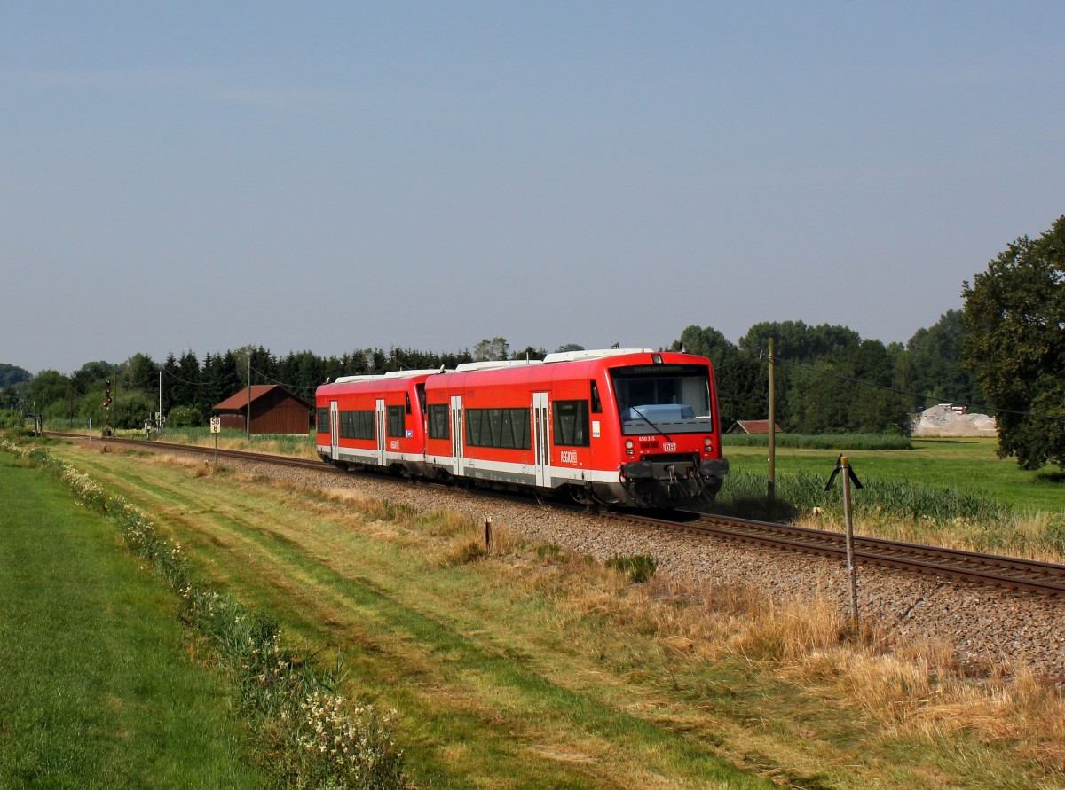Der 650 315 und der 650 326 als RB am 05.07.2015 unterwegs bei Kißlegg.
