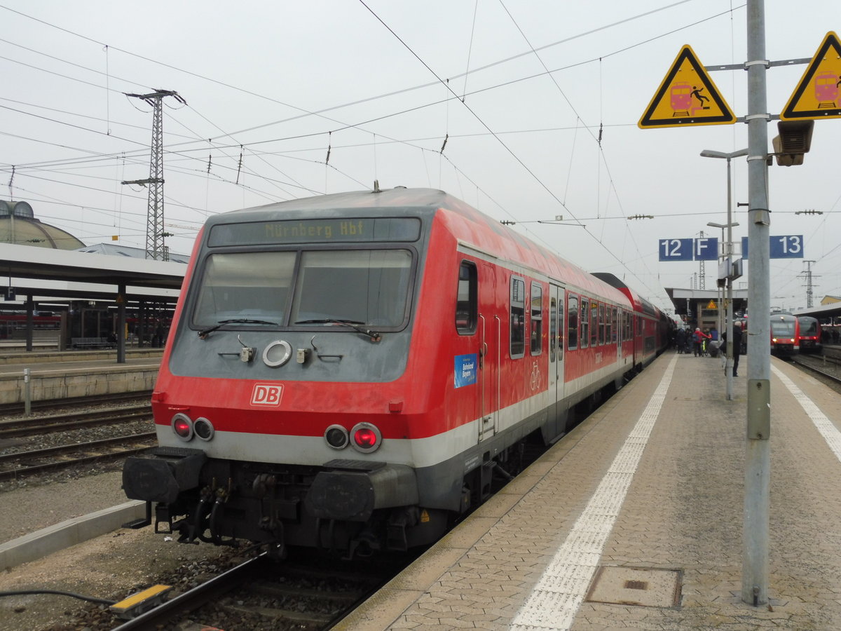 Der 80-34 100 war am 09.02.18 auf dem RE Augsburg - Nürnberg unterwegs, hier am Endbahnhof Nürnberg Hbf
