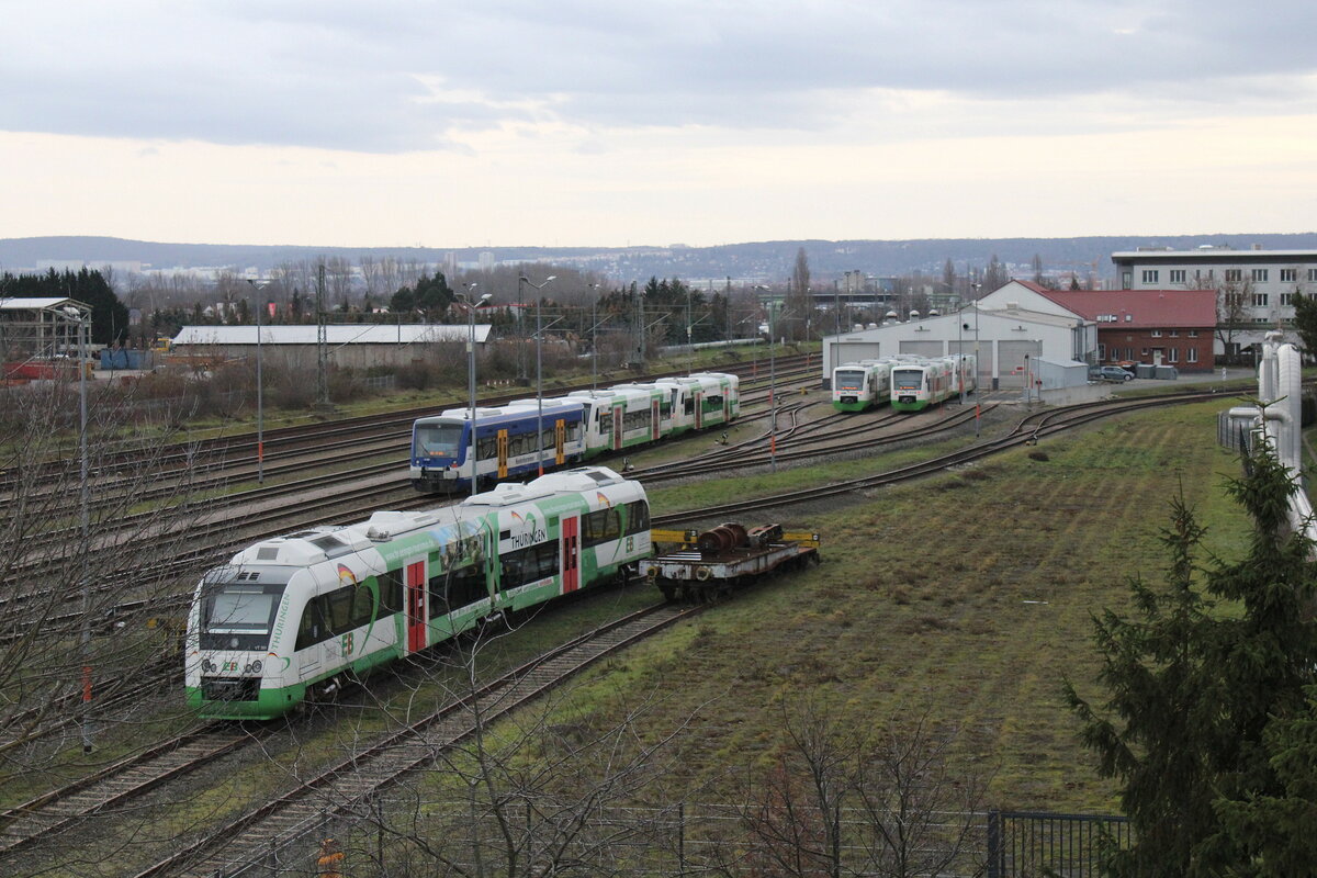 Der außer Dienst gestellte EB VT 201 (95 80 0615 701-9 D-EIB), am 01.01.2023 im Bw der Erfurter Bahn in Erfurt Ost.