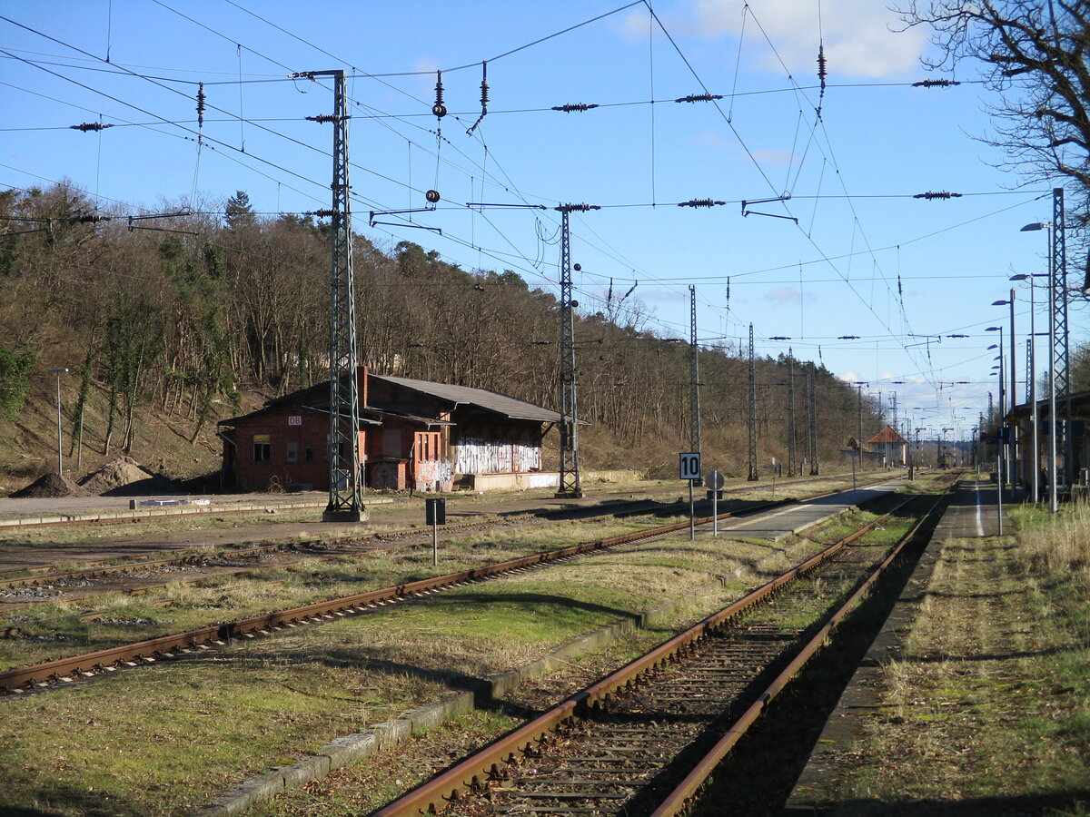 Der Bahnhof Demmin am 26.Februar 2022 in südlicher Richtung.