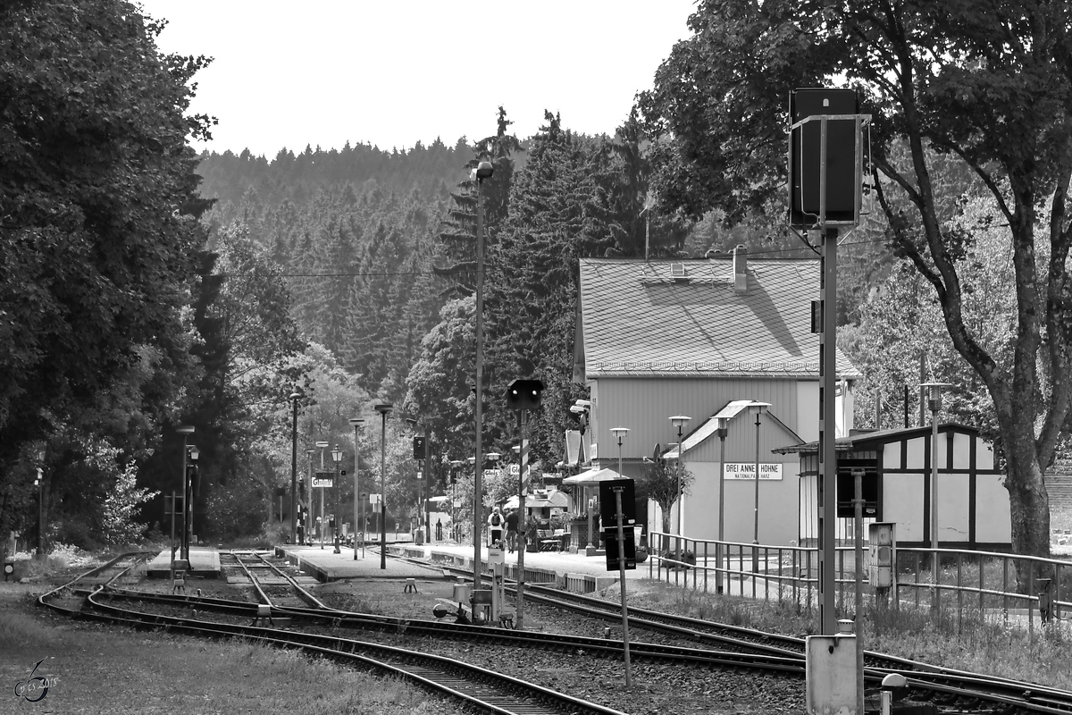 Der Bahnhof Drei Annen Hohne im August 2018.