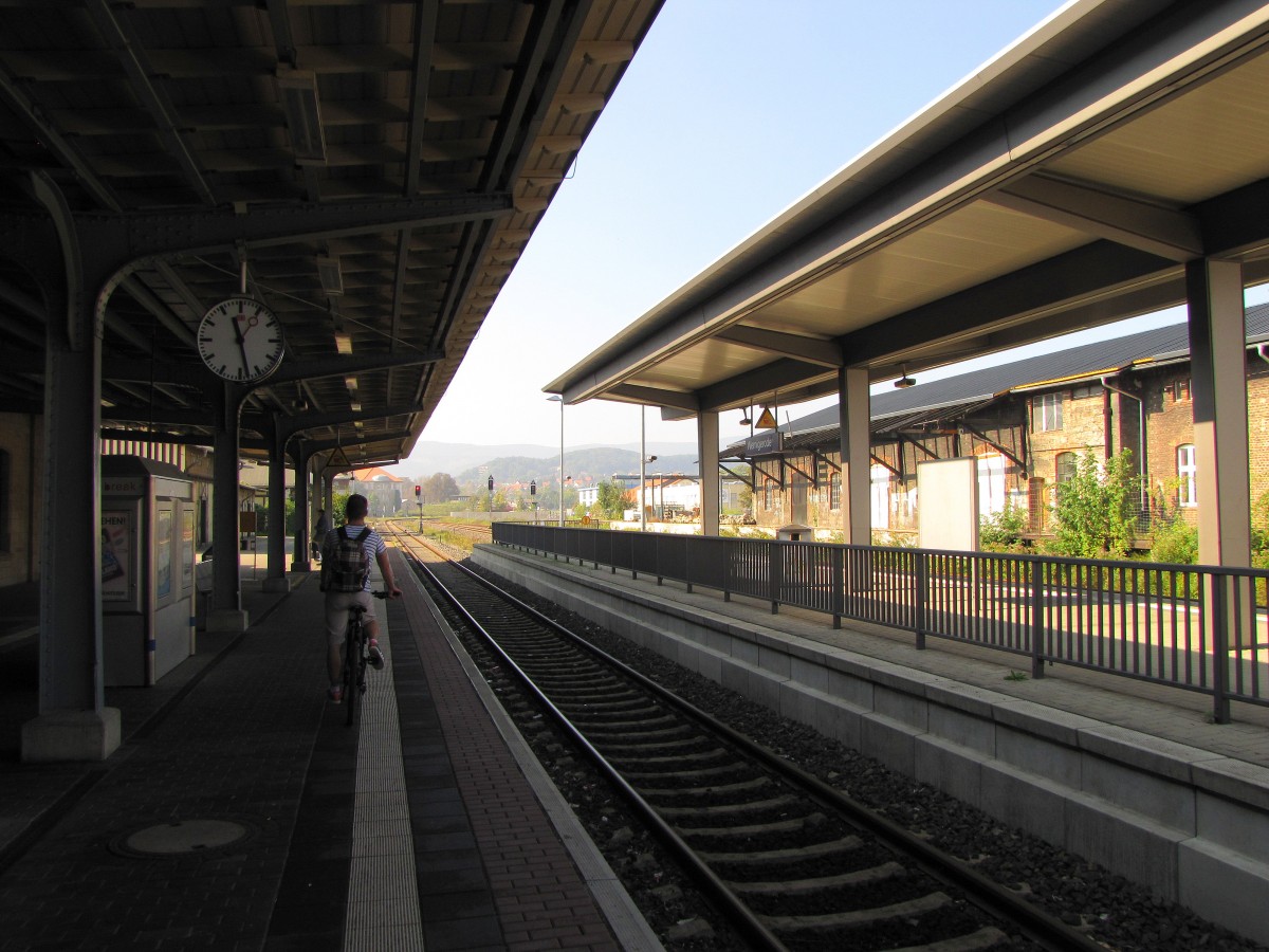 Der Bahnsteig 1 in Wernigerode am 17.09.2014.