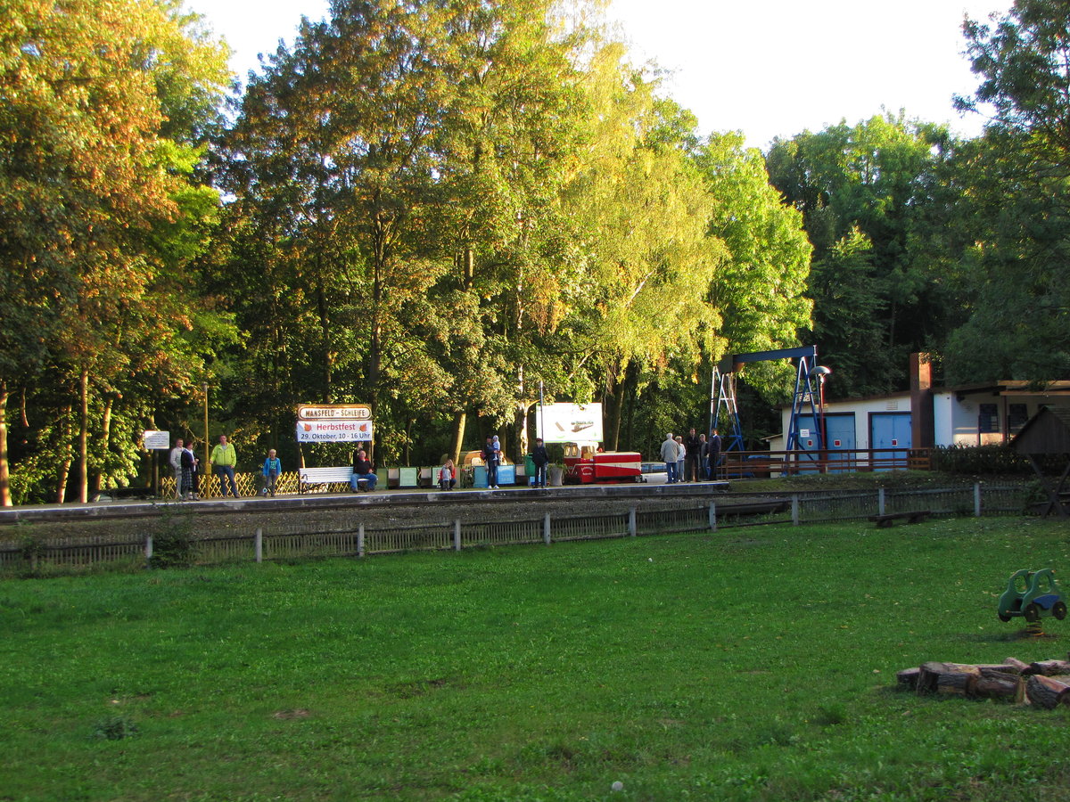 Der Bf Mansfeld Schleife am 02.10.2016. Er ist der Ausgangspunkt der Parkeisenbahn Vatterode.