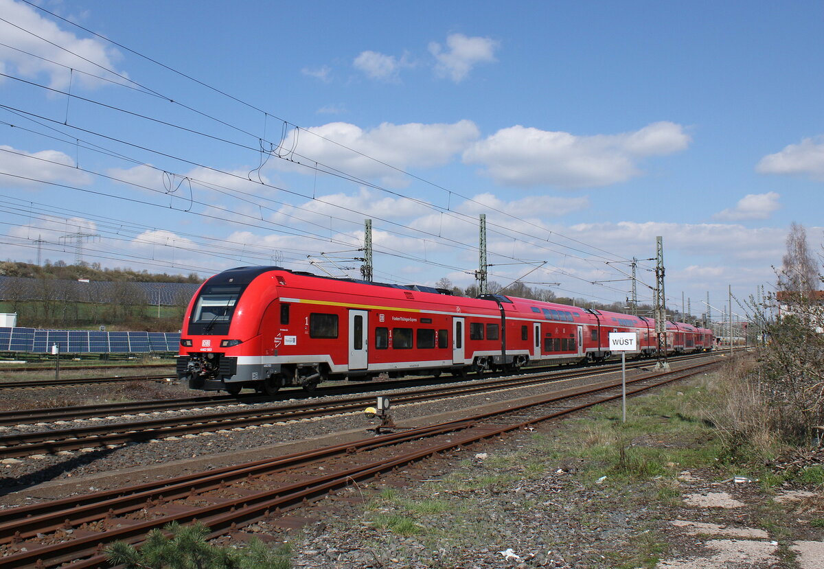 Der DB 4462 503 (94 80 4462 503-6 D-DB) für den späteren Einsatz als  Franken-Thüringen-Express  zwischen Nürnberg und Erfurt, war am 05.04.2023 in Gerstungen auf Tesfahrt Richtung Bebra.