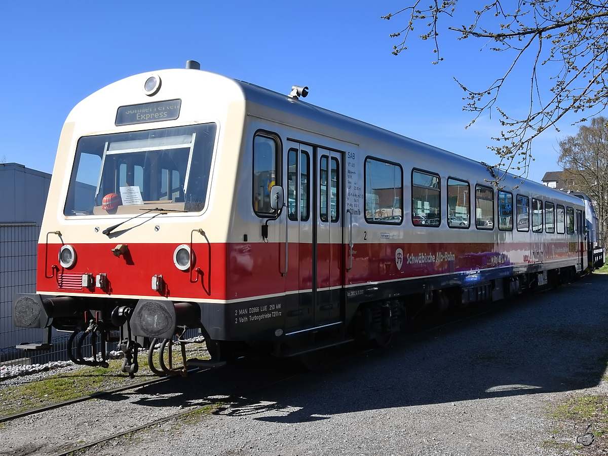 Der Dieseltriebwagen VT 413 der SAB war Ende März 2020 zu Gast in Hattingen.