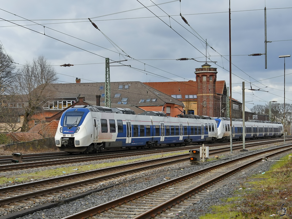Der Elektrotriebzug 156 war Mitte März 2021 in Wuppertal-Unterbarmen unterwegs.