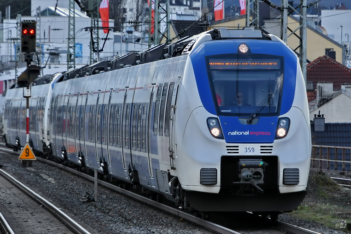 Der Elektrotriebzug 359 war Mitte März 2021 in Wuppertal-Unterbarmen unterwegs.