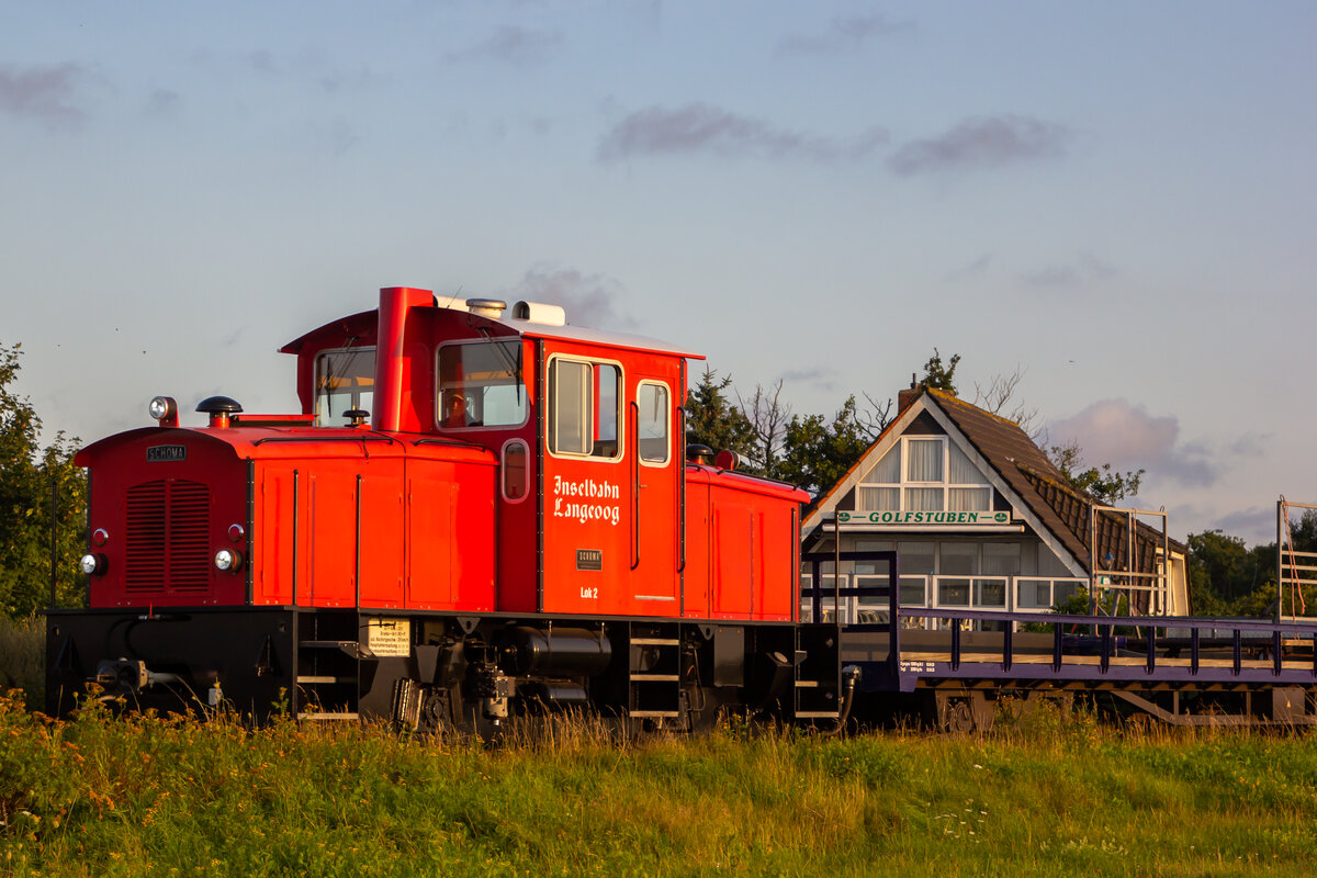 Der erste Zug am Tage des 24.8.21 zum Inselbahnhof. Führend Lok 2.