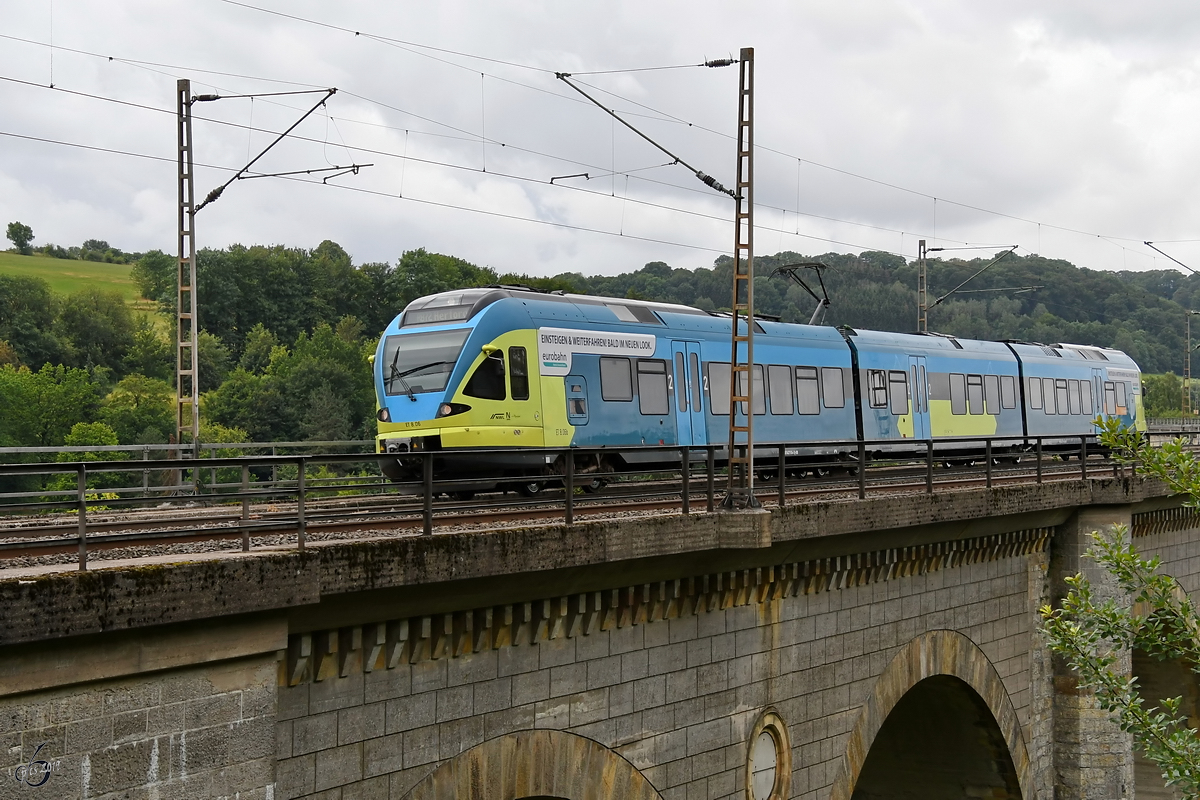 Der Eurobahn Triebzug ET 8.06 Anfang Juli 2019 auf dem Altenbekener Viadukt.