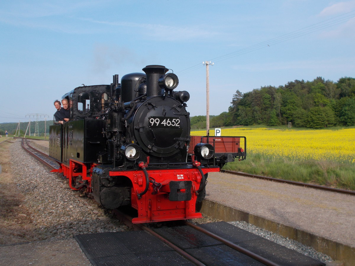 Der Fotosonderzug von Putbus endete am 21.und 22.Mai 2016 in Seelvitz.Am 21.Mai 2016 fotografierte ich die Zuglok 99 4652 beim Lokumlauf in Seelvitz.