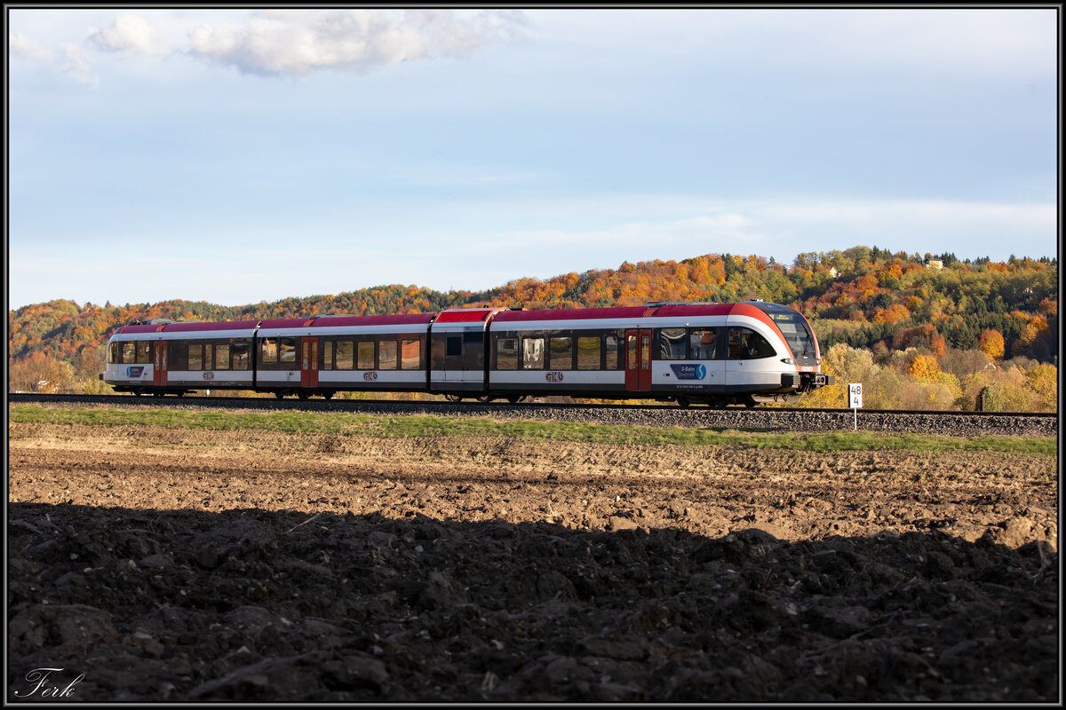 Der goldene Herbst ist auch noch im November da. Hier bei Wies ist der Wald noch wunderbar bunt. 
4.November 2021