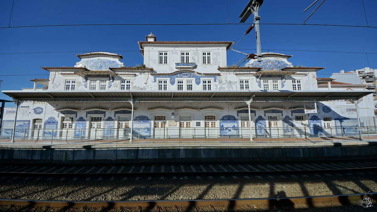 Der historische Bahnhof von Aveiro wurde im Jahr 1864 eröffnet. (Januar 2017)