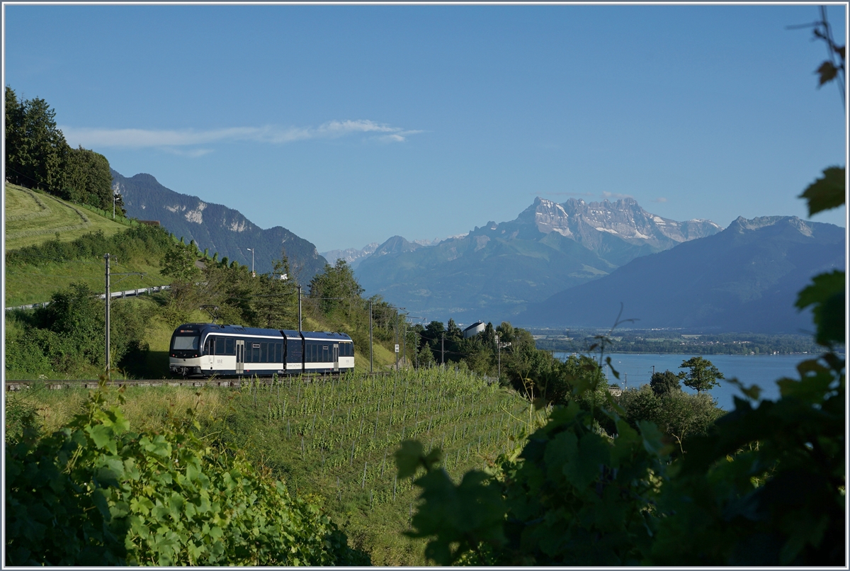Der MVR ABeh 2/6 7507 ist zwischen Planchamp und Châtelard VD als Regionalzug 2365 von  Sonzier nach Montreux unterwegs und befindet sich fast an der selben Stelle wie auf dem vorangegangen Bild.

8. Juli 2020