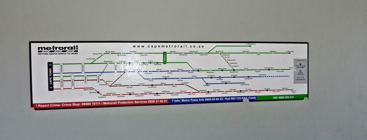 Der Netzplan der Metrorail Capetown am 14.07.2014 in Stellenbosch.