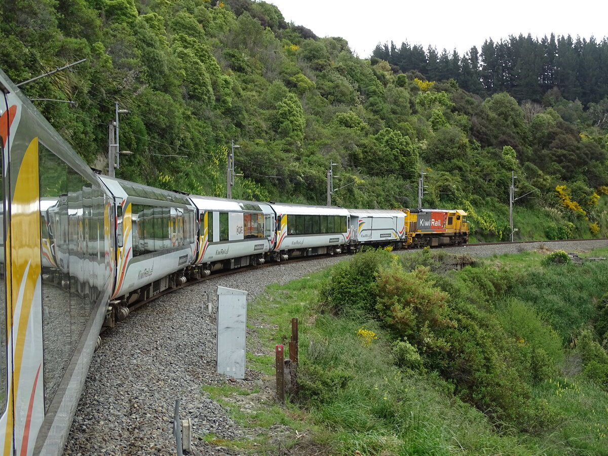 Der Northern Explorer ist einer von 2 Fernzügen auf der Nordinsel Neuseelands und verkehrt seit Juni 2012 3x die Woche zwischen Wellington und Auckland. Er ersetzt den vorherigen Overlander. Aufnahme vom 25.11.2016