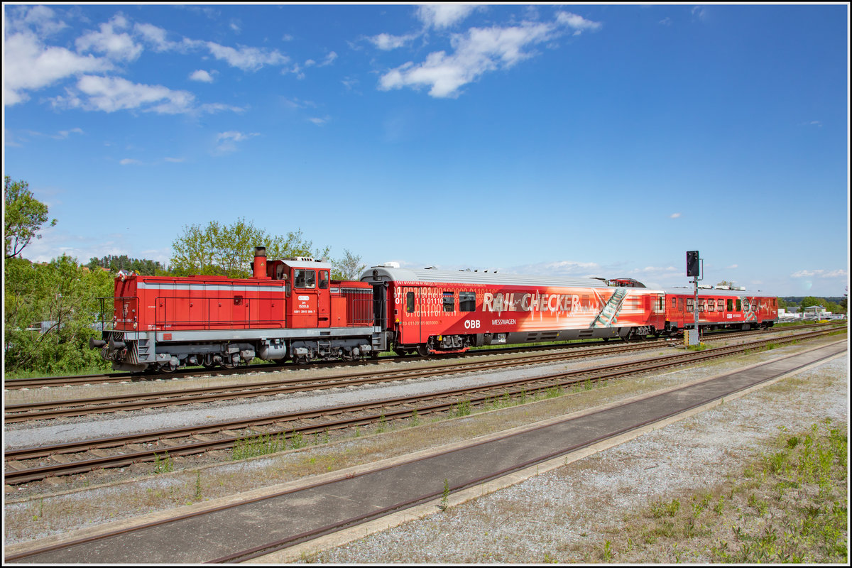 Der  Railchecker  ist im Lande. 
Am 4.Mai 2020 führte ihn DH 1500.6 über die Gleise der GKB um Sie zu Prüfen.