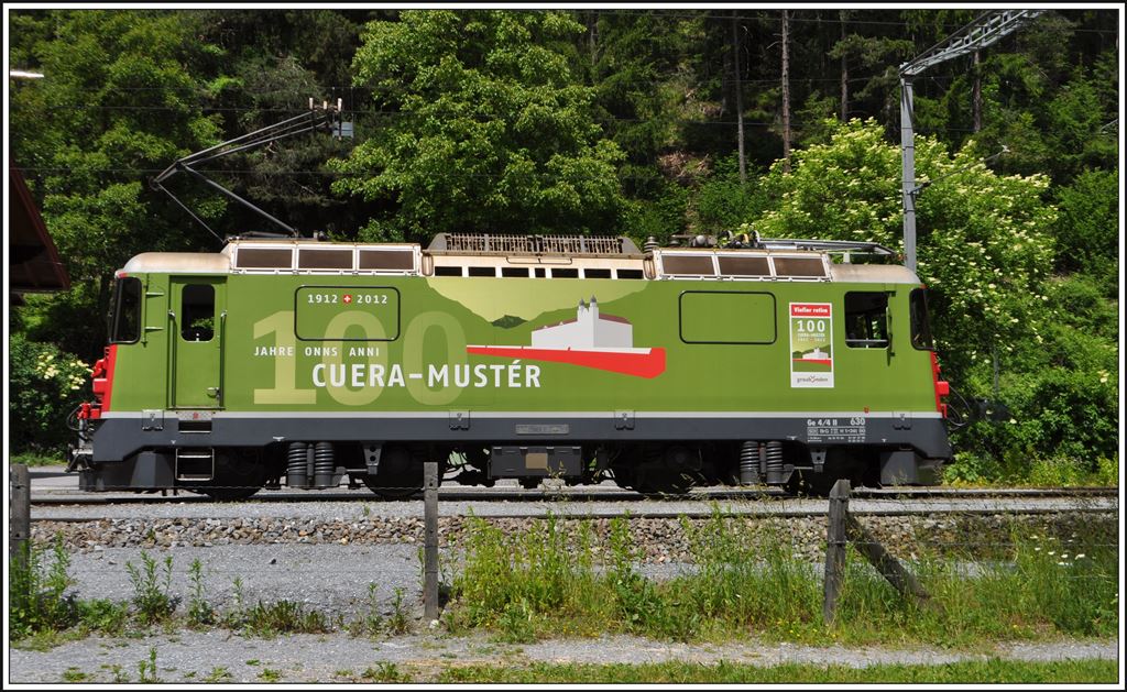 Der Rauch hat sich verzogen und die Ge 4/4 II 630  Trun  ist fahrfähig. (28.05.2014)